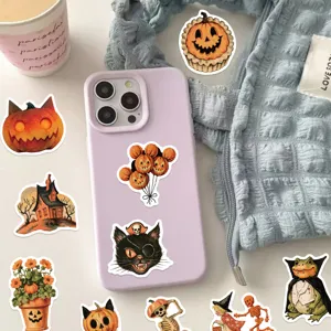 Waterproof Halloween cartoon stickers with pumpkin and ghost designs for phone DIY decoration