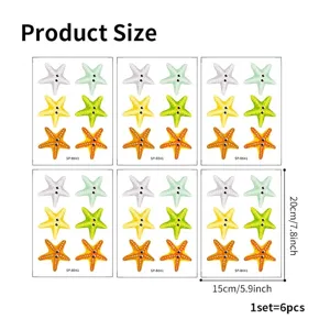 Dimensions of 6-piece starfish bathtub sticker set, 15x20cm sheets, waterproof and anti-slip.