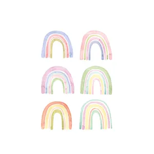 Set aus sechs Aquarell-Regenbogen-Wandstickern für Badewanne und Bad-Deko.