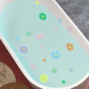 Colorful cartoon daisy flower bathtub stickers with anti-slip and waterproof surface