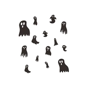 Set di adesivi murali a forma di fantasma nero con diverse espressioni spaventose