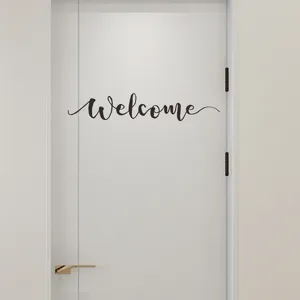 Minimalist black script Welcome wall sticker for home entryway and indoor door decoration