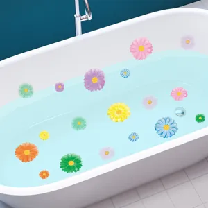 Waterproof non-slip cartoon flower bathtub stickers for colorful bathroom decoration