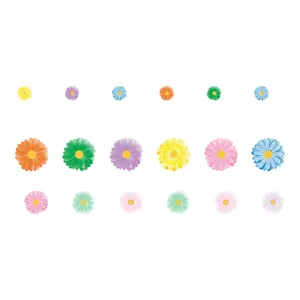 Colorful daisy flower bathtub stickers for non-slip bathroom wall decoration, multi-size set