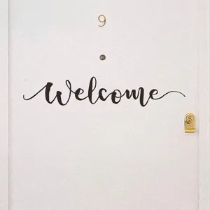 Modern Welcome Wall Sticker Artistic Script Removable PVC Door Sticker For Entrance Living Room Bedroom Home Decor