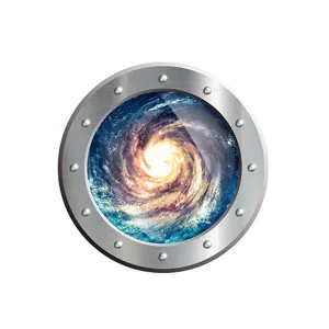 Autocollant mural créatif en forme de hublot galaxie pour décor de toilettes et salle de bain