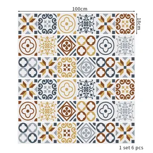 Detailed size chart for 6pcs set of European geometric self-adhesive stair stickers.
