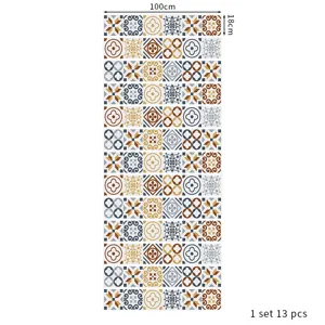 Detailed view of 13-piece set geometric European 3D self-adhesive stair tile stickers