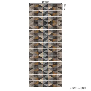 Geometric 3D stair stickers set of 13 pieces showing 100cm by 18cm dimensions