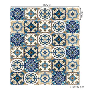 Geometric European style stair stickers set of 6, measuring 100cm by 18cm each piece.