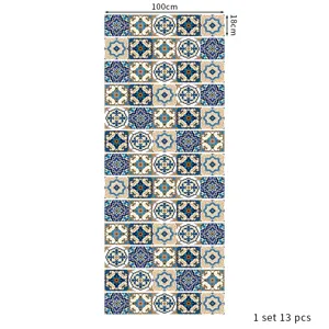 13-piece set of European geometric pattern 3D self-adhesive stair stickers 100x18cm