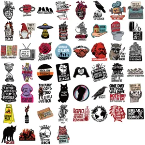 Set di 50 adesivi graffiti attivismo radicale per decoro laptop chitarra e bagagli