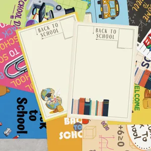 Cartoline di Cartoni Animati Back To School Laminazione Opaca Cartoncino Bianco Carta Messaggio Sfondo Foto Parete Arredo Cancelleria Biglietto Auguri