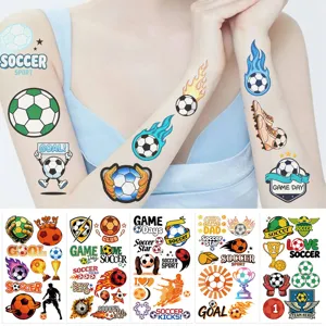Luminous waterproof soccer themed temporary tattoo stickers for kids soccer party favors.