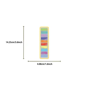 Detailed dimension diagram of colorful watercolor-style creative stationery labels