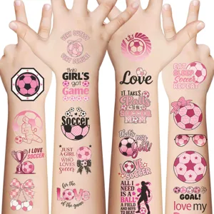 Kinder Rosa Fußball Temporäre Tattoos Wasserdicht Fußball Weltmeisterschaft Aufkleber Für Mädchen Sport Geburtstag Party