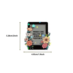 Holographic floral sticker for Kindle with size dimensions shown in detail