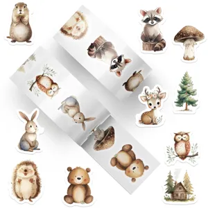 Simpatici adesivi con animali della foresta ad acquerello per decorazione di scrapbooking