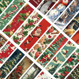 Detailansicht verschiedener Vintage-Weihnachtslesezeichen mit festlichen Mustern