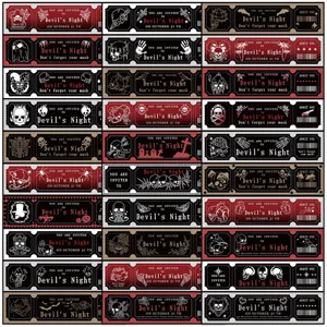 Set of 30 vintage gothic skeleton theme tickets for DIY scrapbooking and artistic bookmarks