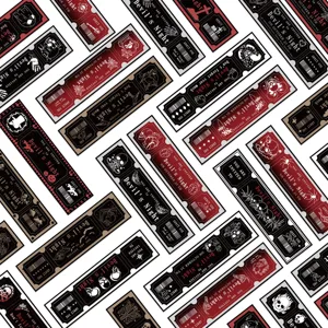 Detailed arrangement of gothic skull bookmarks with Devil's Night Halloween designs