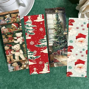 Set aus vier Vintage-Weihnachts-Lesezeichen mit Weihnachtsmann- und Bärenmotiven