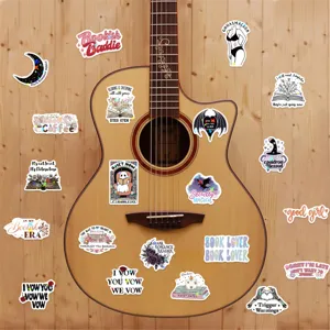Aesthetic holographic bookish romantic stickers set for Kindle and guitar decor