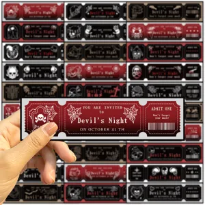 Gothic Devil's Night themed paper bookmarks featuring skull and cobweb designs for DIY