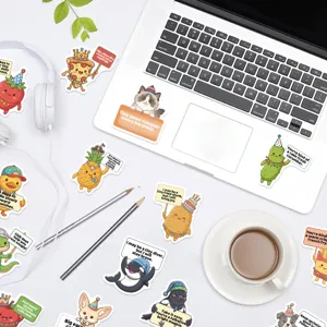 Simpatici adesivi di animali e cibo con cartelli motivazionali in inglese per decorare