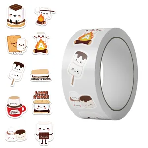 Cute marshmallow cartoon sticker roll with 500 pieces for decorative envelope sealing