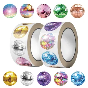 Rotolo da 500 adesivi a forma di palla da discoteca per scrapbooking e buste da regalo