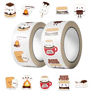 Roll of 500 cute marshmallow s'more cartoon stickers for scrapbooking decoration