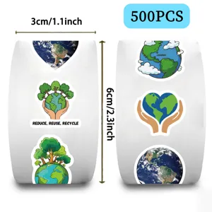500 PCS Earth Day themed cartoon stickers for envelope and scrapbooking decoration