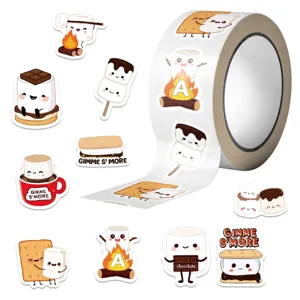Marshmallow S-mores Cartoon Stickers Decorative Adhesive Tape Envelope Seals Scrapbooking DIY Journaling Stationery Decorative Labels