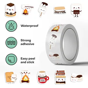500 pcs cartoon marshmallow sticker roll with waterproof and adhesive features