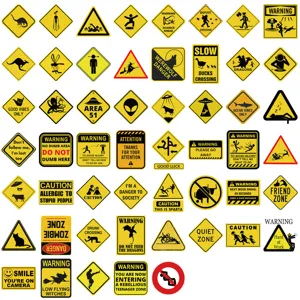 Set of 50 funny warning graffiti stickers for laptop and luggage DIY decoration