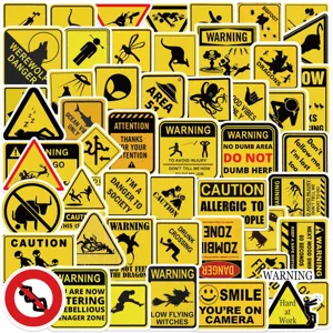 Funny Warning Signs Stickers Waterproof PVC Graffiti Decals For Laptop Luggage Water Bottle Phone Case DIY Decor