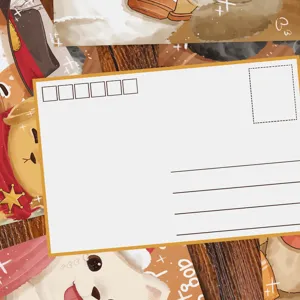 Adorable cartoon pet postcard back featuring blank message space and postal lines