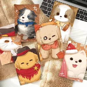 Cartoon Pet Dog Cat Postcards White Cardboard Message Cards INS Style Wall Decor Art Prints Photography Props Greeting Cards