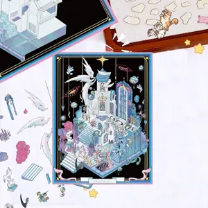 Intricate fantasy architecture sticker sheet for creating 3D miniature scenery and DIY decor