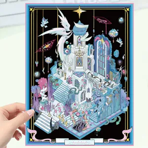 Intricate 3D fantasy castle illustration on a large DIY landscape sticker
