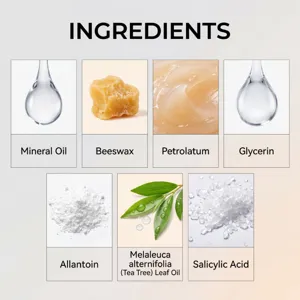 Descubre los ingredientes clave del parche corporal como el aceite de árbol de té y glicerina.
