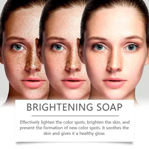 Vue de détail des soins du visage montrant des effets éclaircissants et anti-taches cutanées.