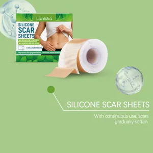 Detalle del rollo de cicatrices de silicona, cinta medica para cuidado de piel suave y util.