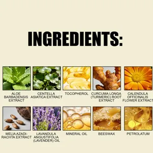 Dettaglio degli ingredienti con estratti naturali e oli essenziali per la cura del corpo.