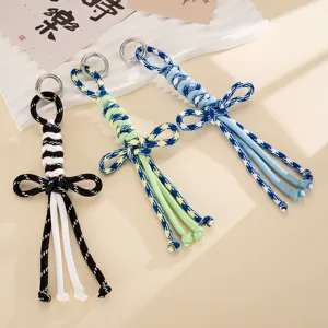 Handgewebter Nylonseil Bogen Taschenanhänger Nische Zweifarbig Geflochtener Schlüsselanhänger Handyband Damen Vielseitiger Quastenanhänger