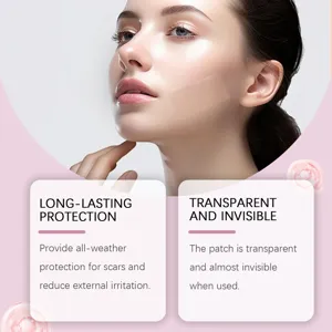 Facial gel patch detail showing transparent and invisible design for covering blemishes easily.