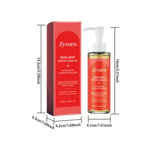 Zyvarn elastisches Dehnungsstreifen Körperöl 100ml mit Pumpspender Flasche und Verpackungsbox.