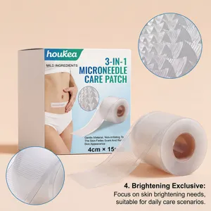 HOUKEA Parche de Cuidado Microneedle 3 en 1 vista detallada que muestra textura transparente.