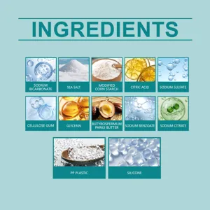 Gedetailleerde ingrediënteninfographic voor dinosaurussen badbomset met natuurlijke componenten.